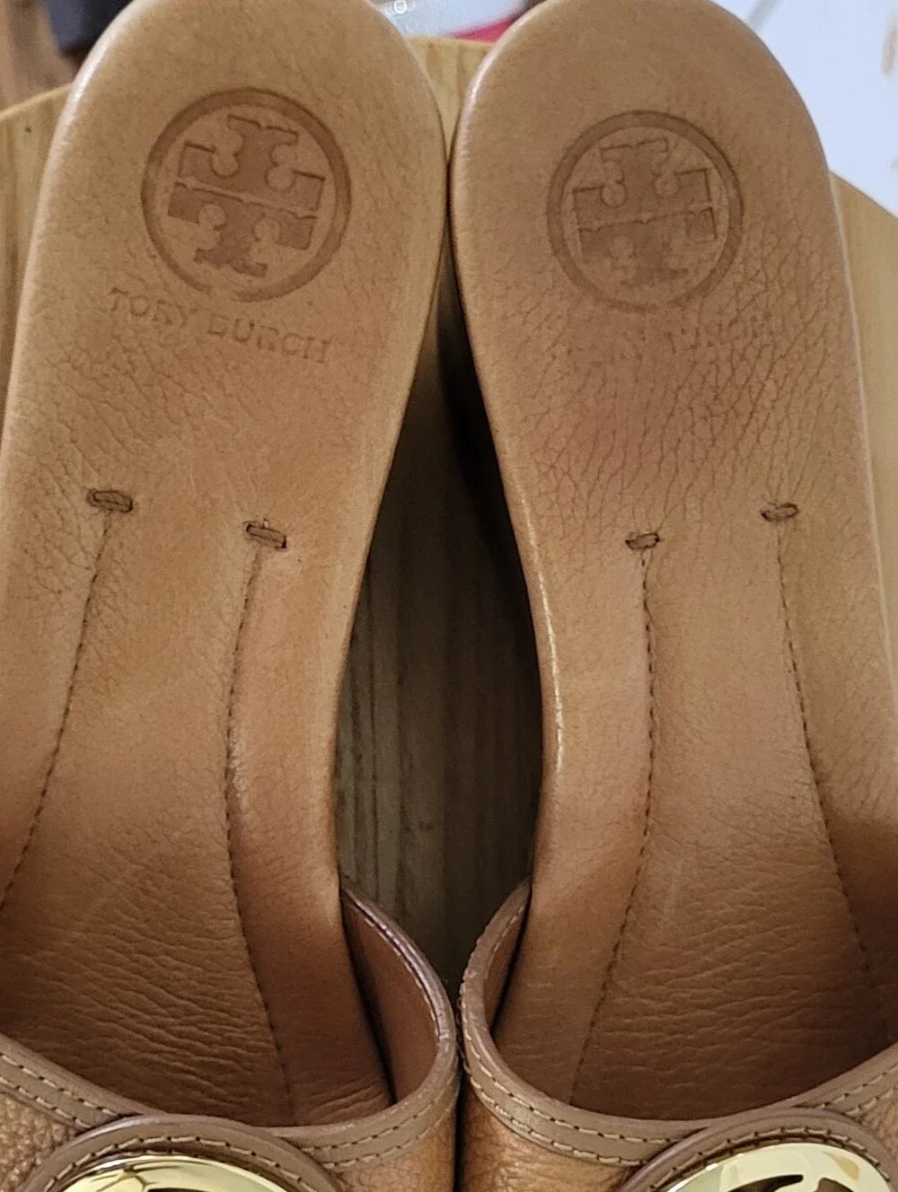 Tory Burch Tan Leather Platform Wedge Sandals